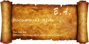 Bocsanszki Alda névjegykártya